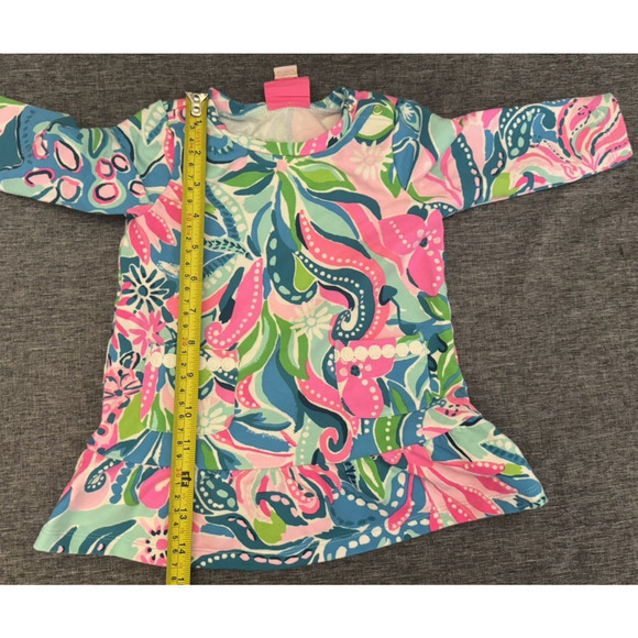 Baby Girls Lilly Pulitzer Pink Blue Floral Dress Size 12-18 Months - Picture 3 of 6